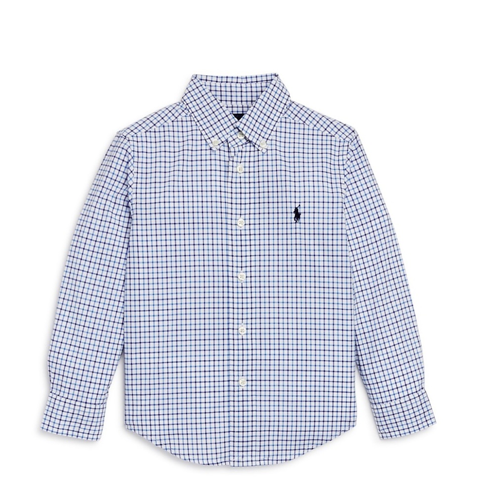 Polo RL button down blue windowpane plaid 8